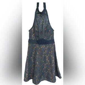 TALULAH Blue and Cream Halter Sundress